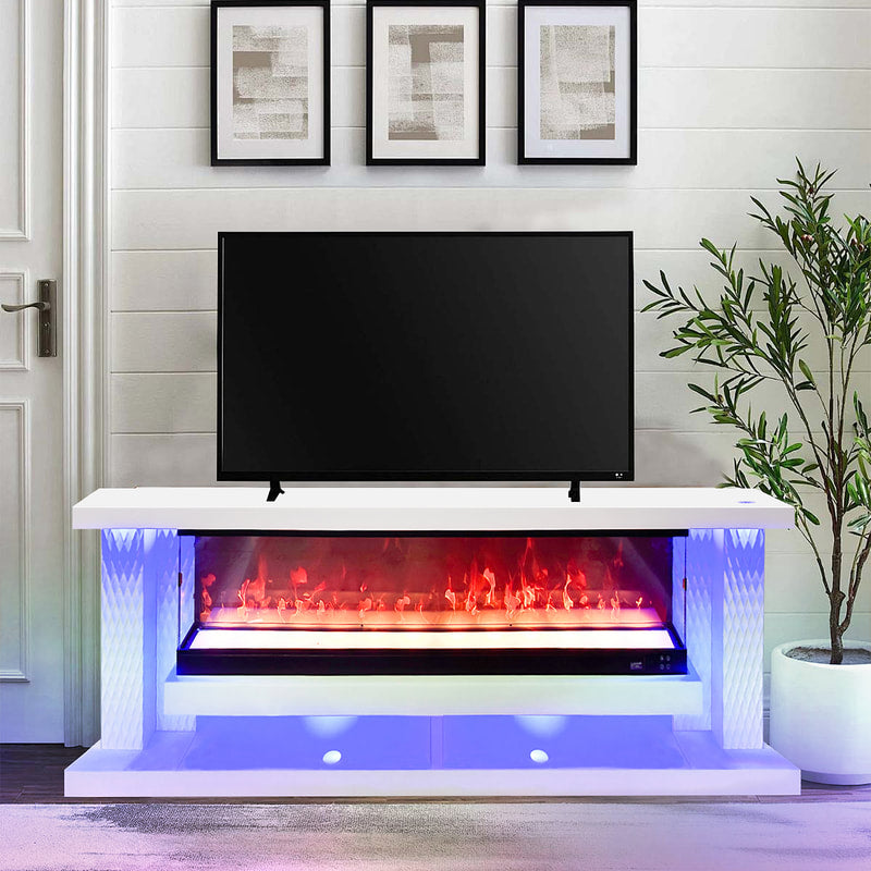 A87 TV STAND W/FIREPLACE 71" (WHITE) Pay On Delivery $860.00