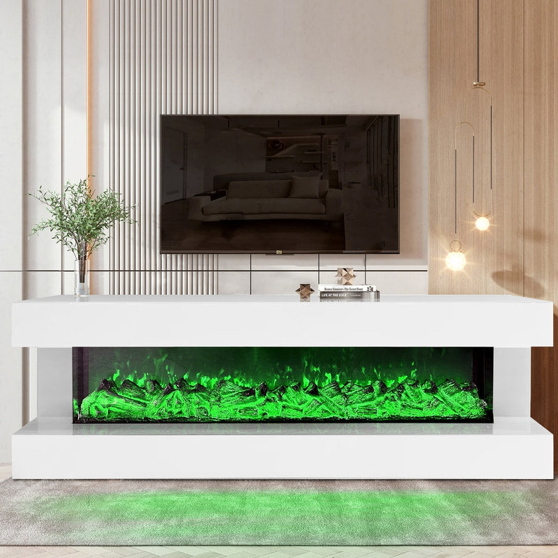 A85 TV STAND W/FIREPLACE (WHITE) Pay On Delivery $750.00