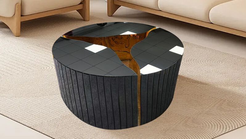 A612 Coffee Table (BLACK GLASS) - Pay On Delivery $570.00