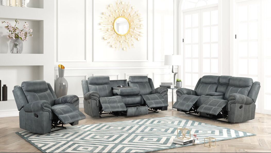 Andres Grey - 3pc Reclining Living Room Set