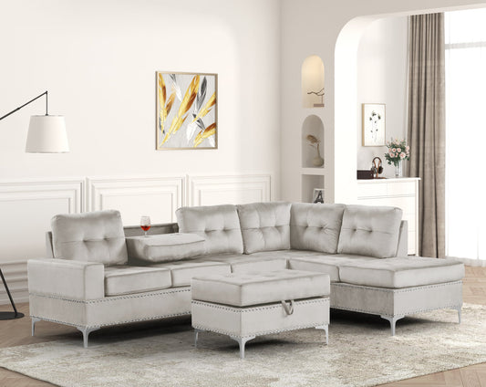 Anserra Gray Reversible Sectional + Ottoman Set - Pay On Delivery $700.00