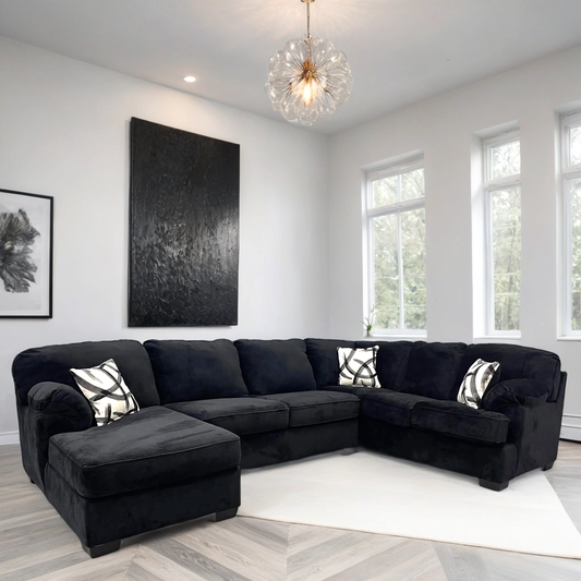 BRENTWOOD BLACK SECTIONAL - Pay On Delivery $1,110.00