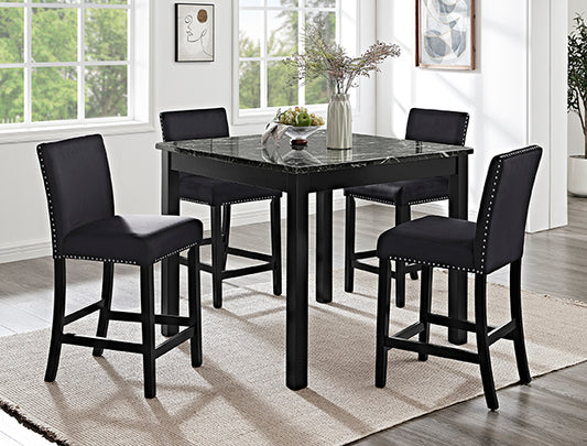 Dior Oynx Black - Pub Table + 4 Chair Set - Pay On Delivery $460.00