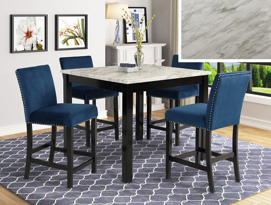 Dior - Blue Pub Table + 4 Chair Set - Pay On Delivery $460.00