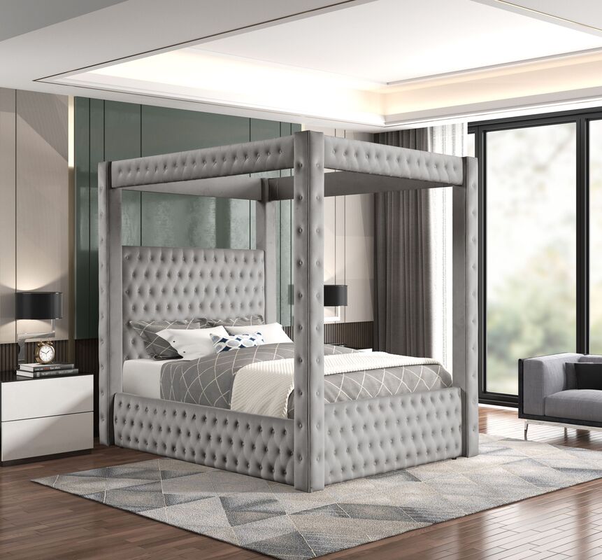 Castle Grey Platform Bed Queen