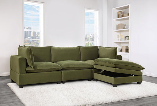 Cloud2 Olive Velvet Modular Sectional - Pay On Delivery $960.00