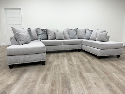 111 - Sectional (Dove-Nailheads) - Pay On Delivery $1,050.00