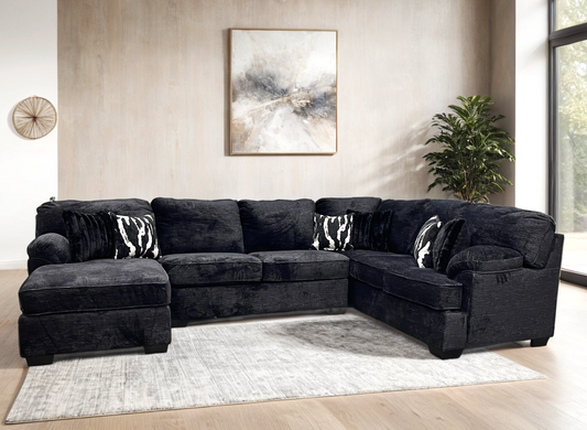 Brentwood Onyx Black Sectional - Pay On Delivery $1,110.00