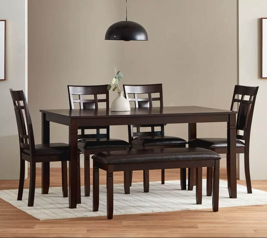 D1015 - Dining Table 4 Chair + Bench Set - Pay On Delivery $430.00