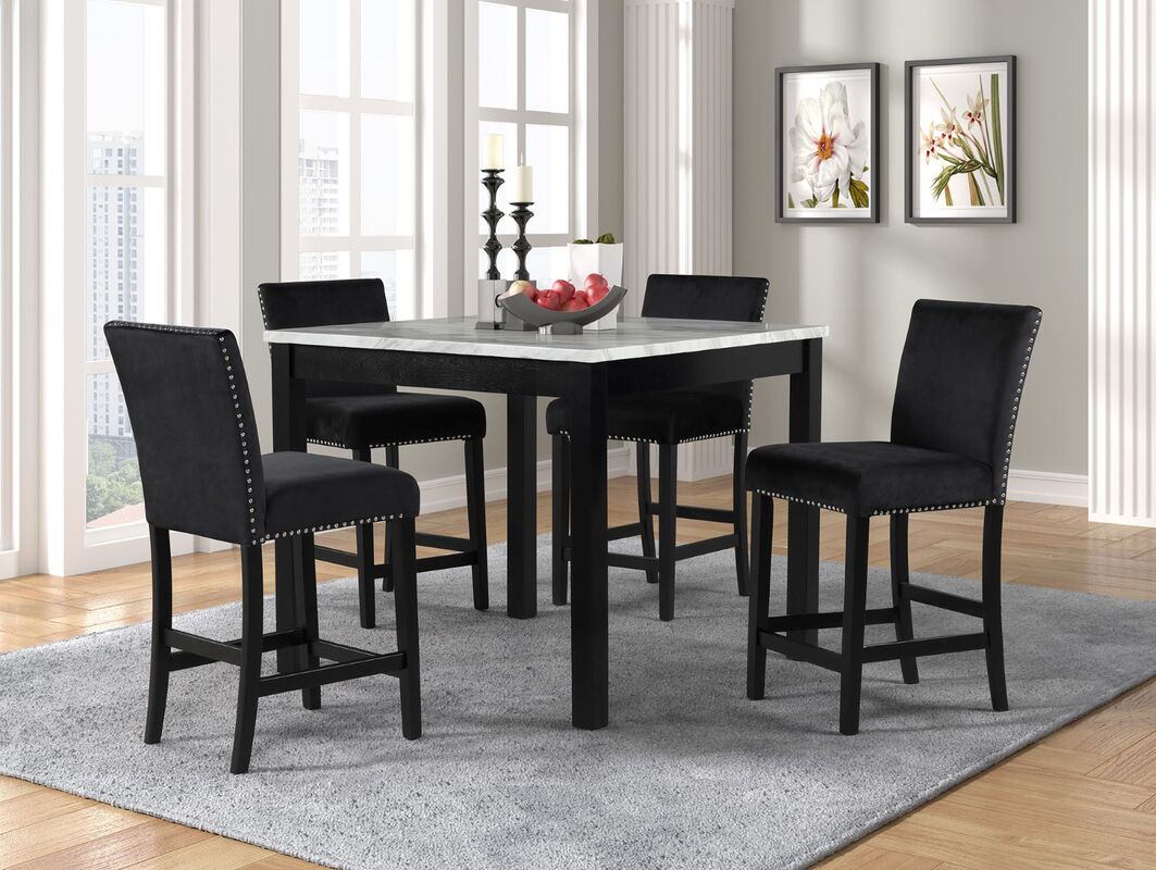 Dior - Black Pub Table + 4 Chair Set - Pay On Delivery $460.00