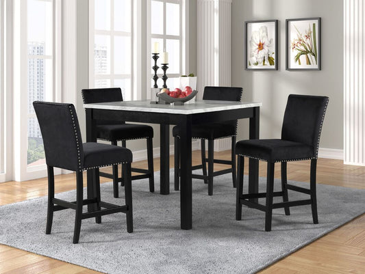 Dior - Black Pub Table + 4 Chair Set - Pay On Delivery $460.00