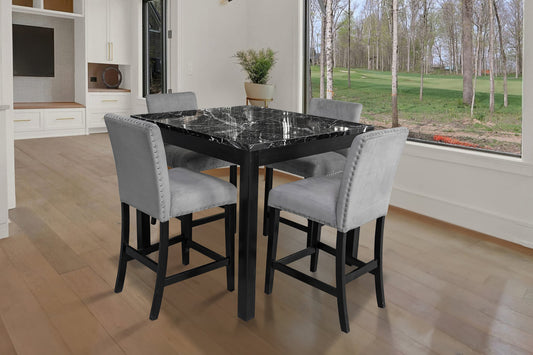 Dior Oynx Grey - Pub Table + 4 Chair Set - Pay On Delivery $460.00