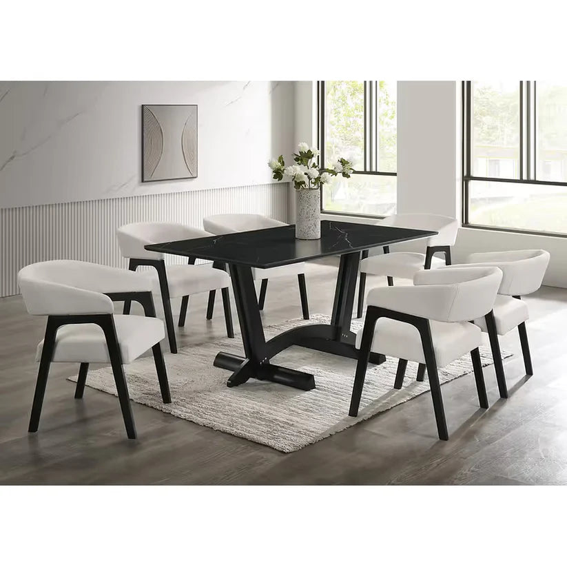 Hamilton ONYX Black Dining Table + 6 Chair Set - Pay On Delivery $750.00