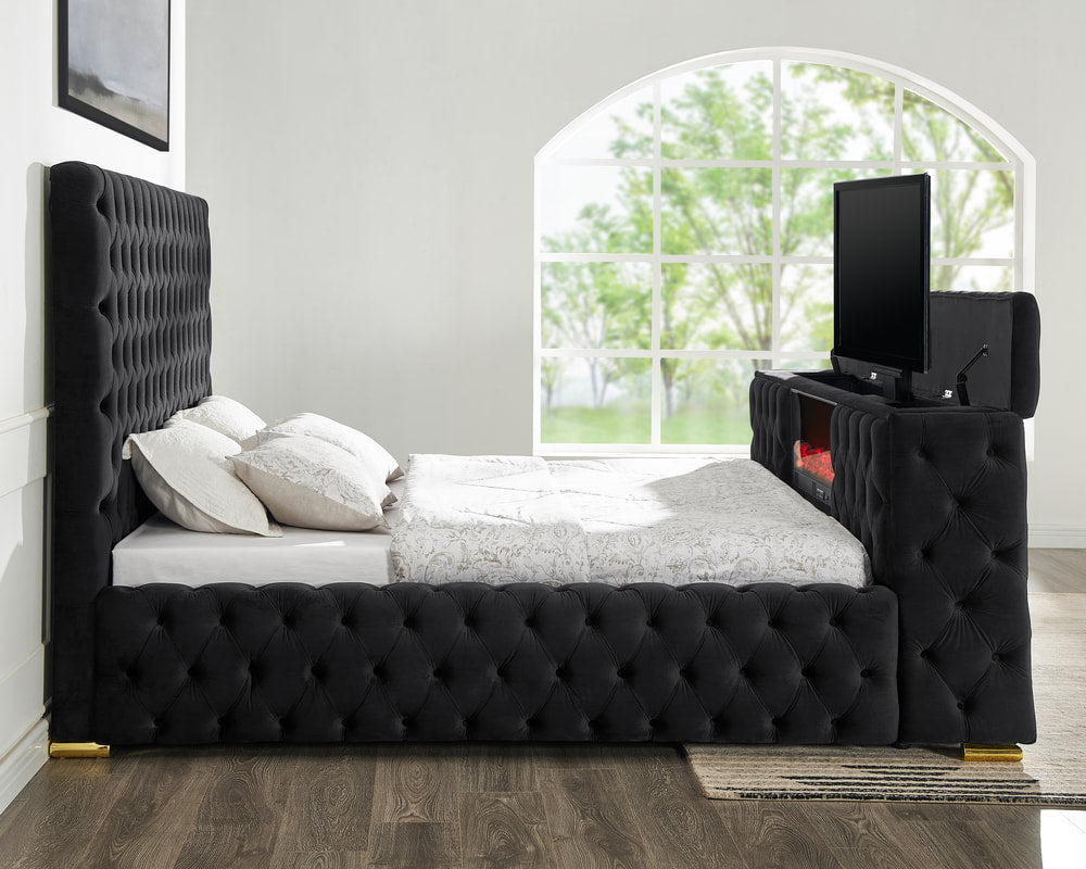 Future King Black Platform Bed