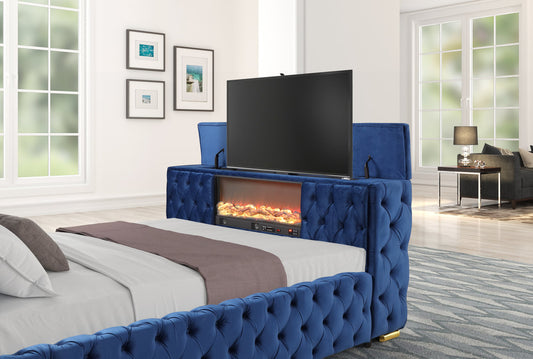 Future Blue King Platform Bed