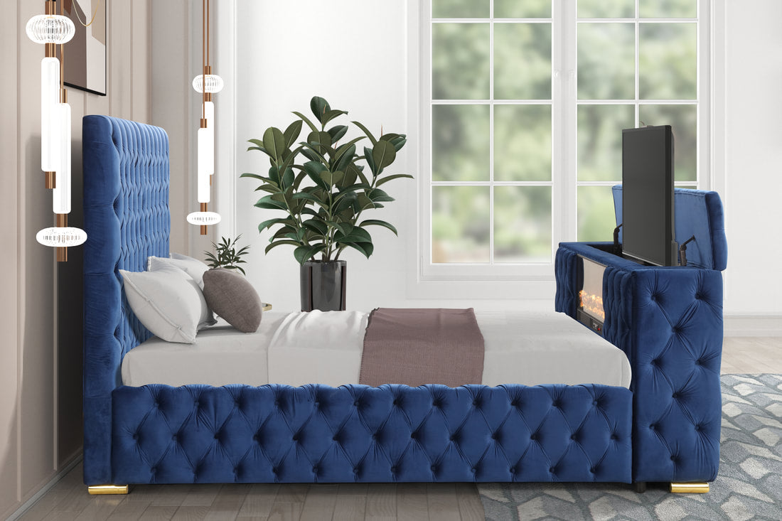 Future Blue King Platform Bed