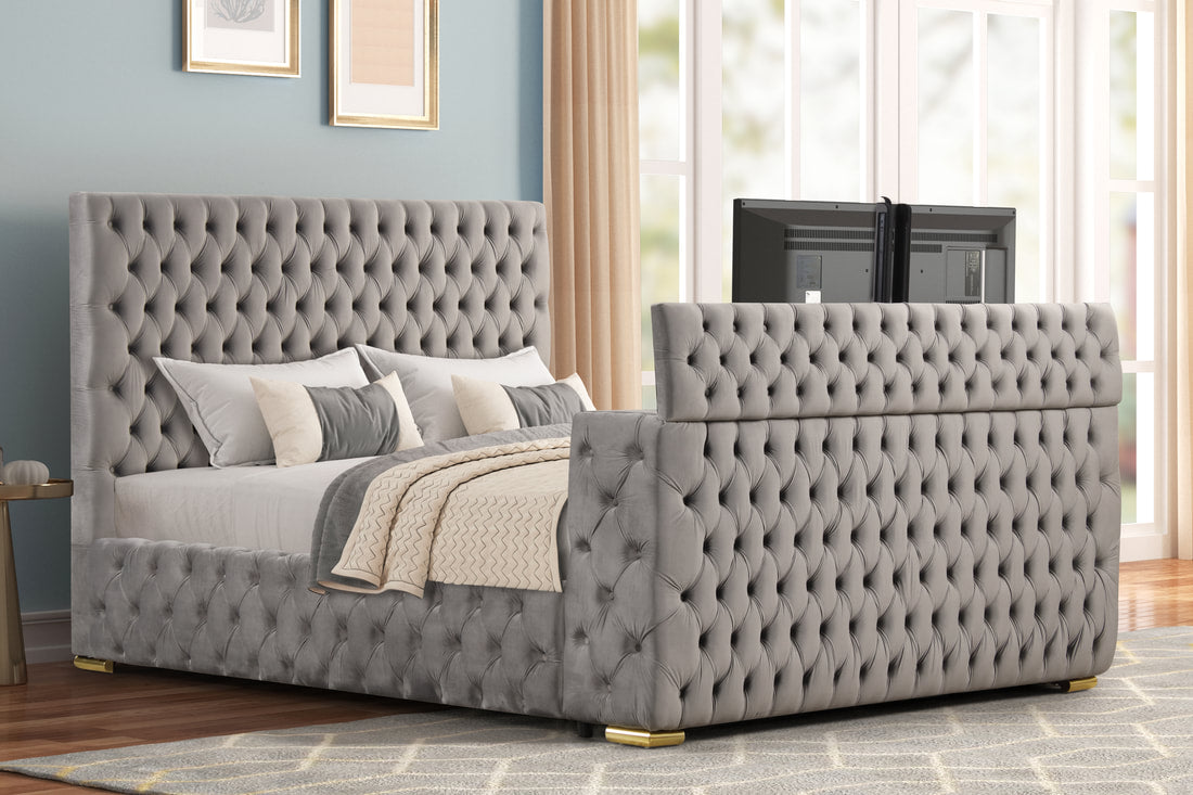 Future Gray King Platform Bed