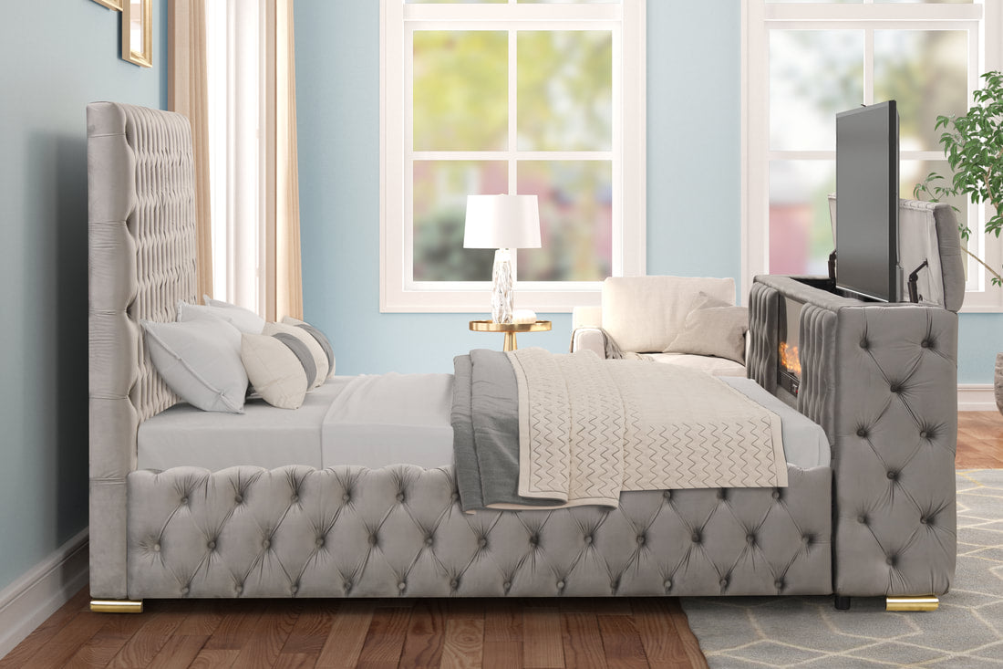 Future Gray King Platform Bed