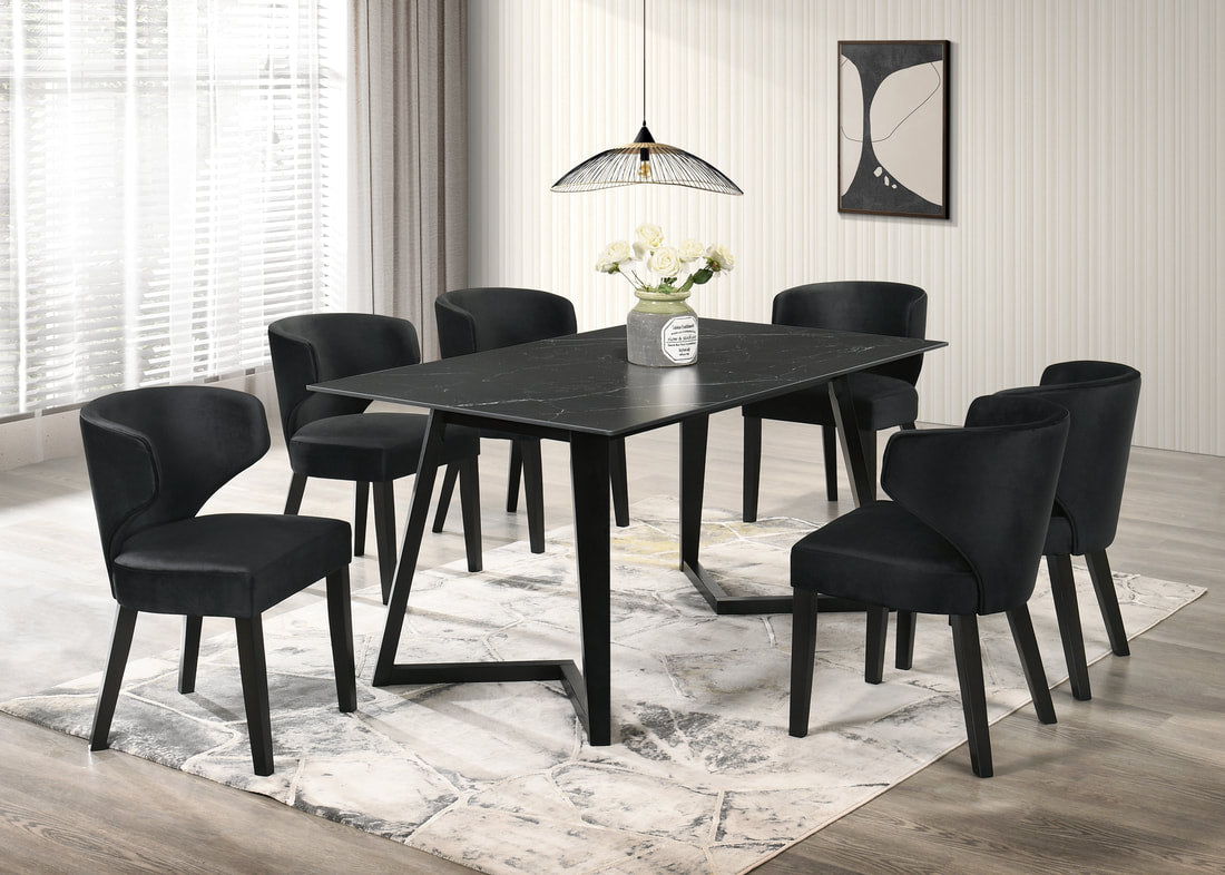 Hamilton ONYX Black Dining Table + 6 Chair Set - Pay On Delivery $750.00