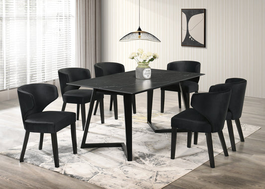 Hamilton ONYX Black Dining Table + 6 Chair Set - Pay On Delivery $750.00
