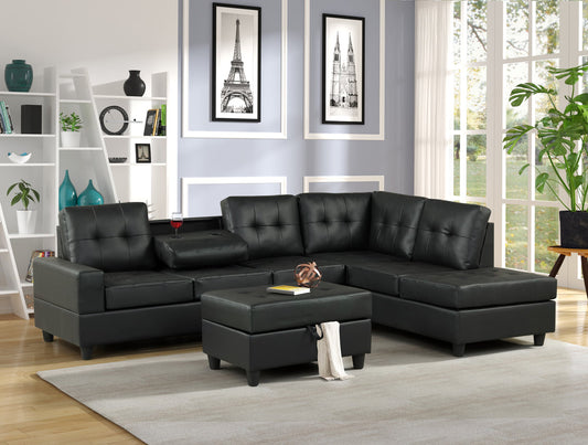 Heights Reversible Sectional + Ottoman Set (Black) - Pay On Delivery $700.00