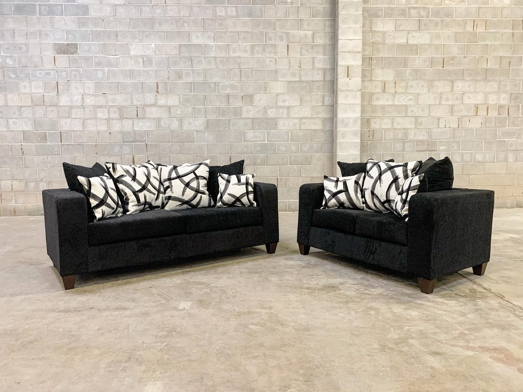 110 - Black Sofa & Loveseat Set - Pay On Delivery $700.00