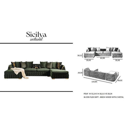Sicilya Sectional (Grey) - Pay On Delivery $1,430.00