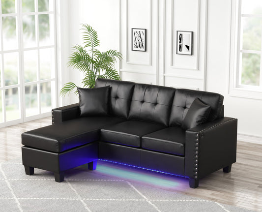 Messi Black PU - Reversible Sectional