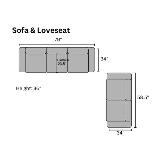 S325 Kora (Smoke) Sofa and Loveseat - Pay On Delivery $640.00
