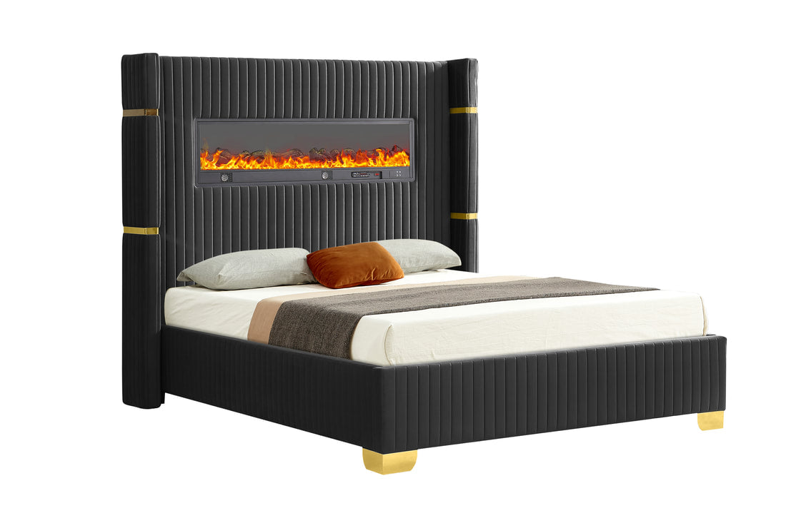 Romance Black Platform Bed Queen