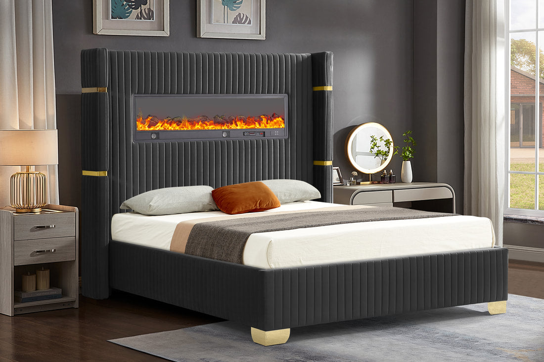 Romance Black Platform Bed Queen