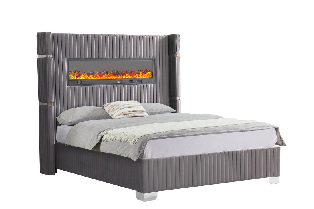 Romance Gray Platform Bed Queen