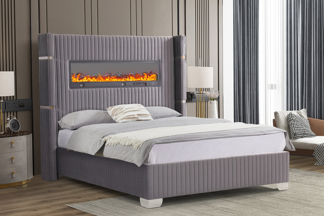 Romance Gray Platform Bed Queen