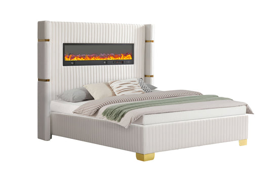 Romance White Platform Bed King