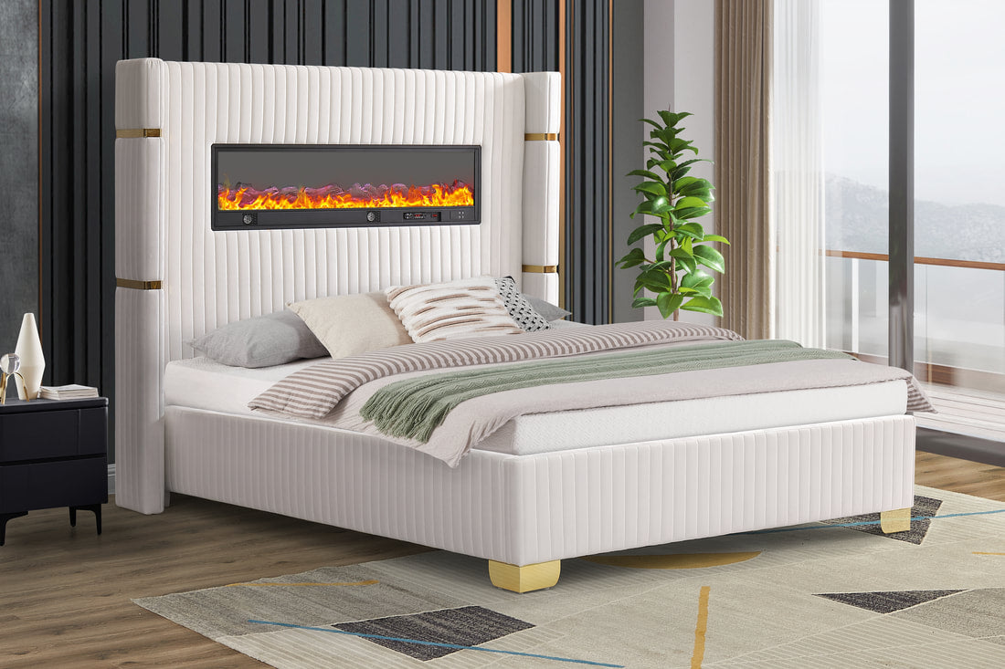 Romance White Platform Bed King