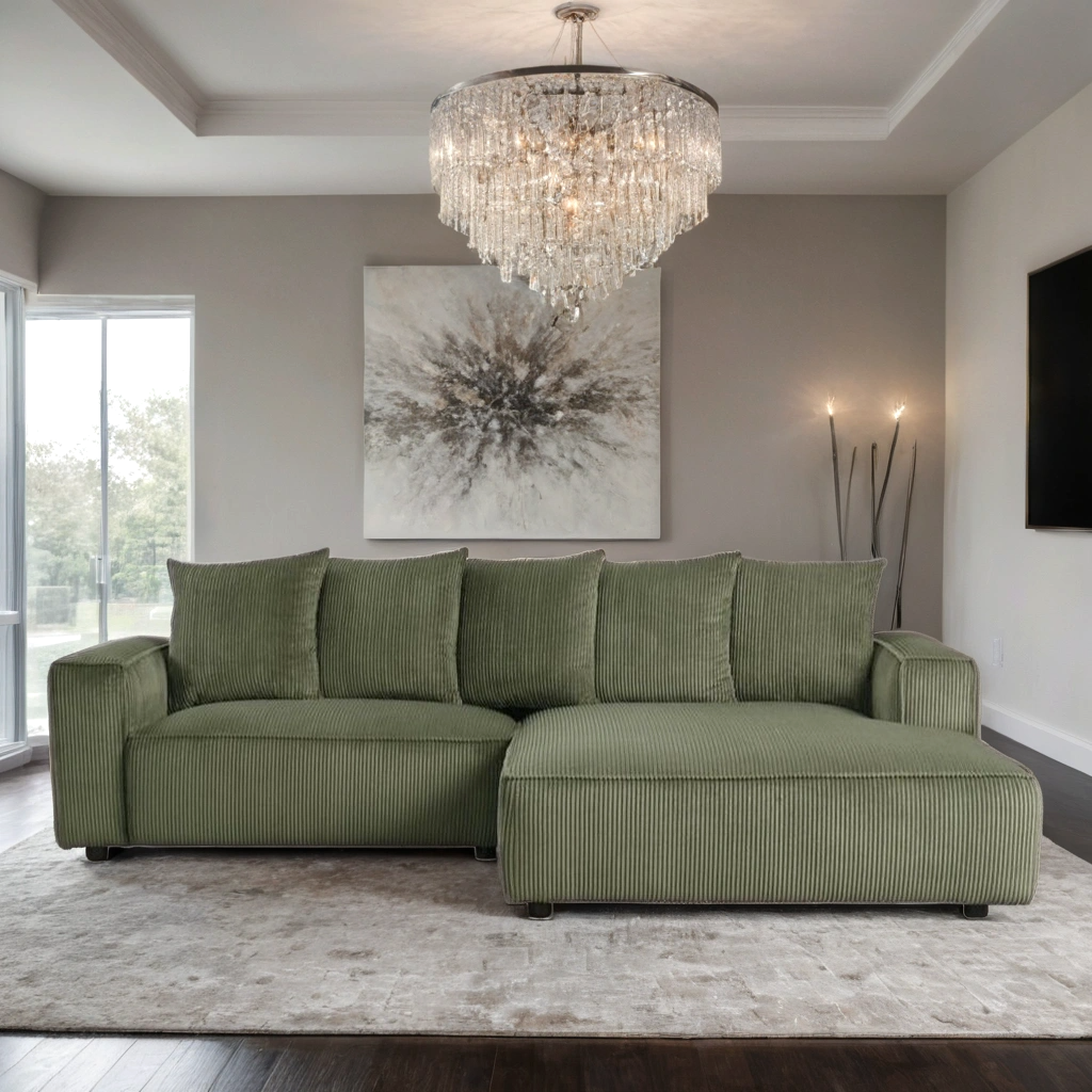 Romeo Olive Sectional - Pay On Delivery $840.00