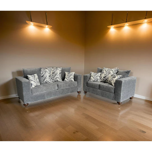 S305 ZANDER Grey Sofa & Loveseat Set - Pay On Delivery $630.00