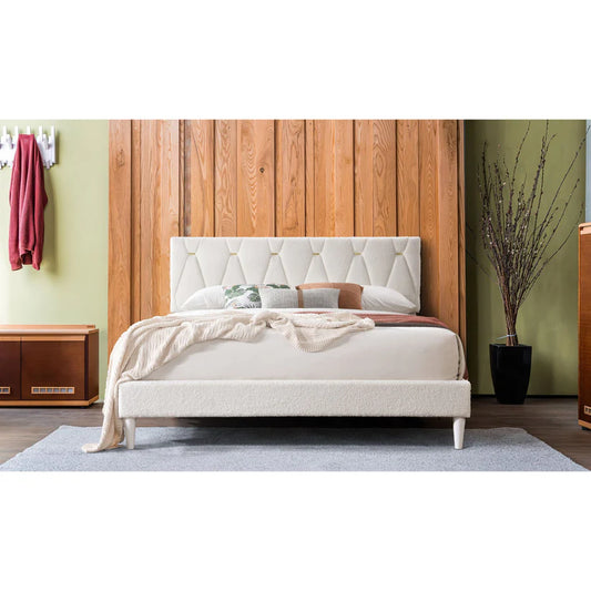 B8071 Kiran (Cream) King Platform Bed Frame - Pay On Delivery $270.00