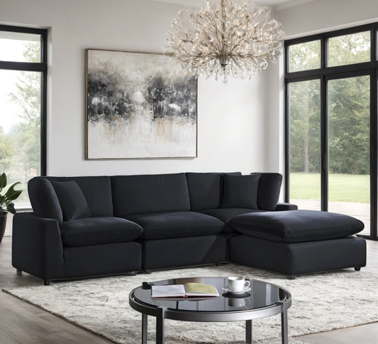 SKY Black Velvet Modular Sectional - Pay On Delivery $960.00