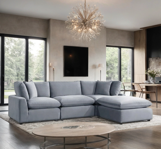 SKY Gray Velvet Modular Sectional - Pay On Delivery $960.00