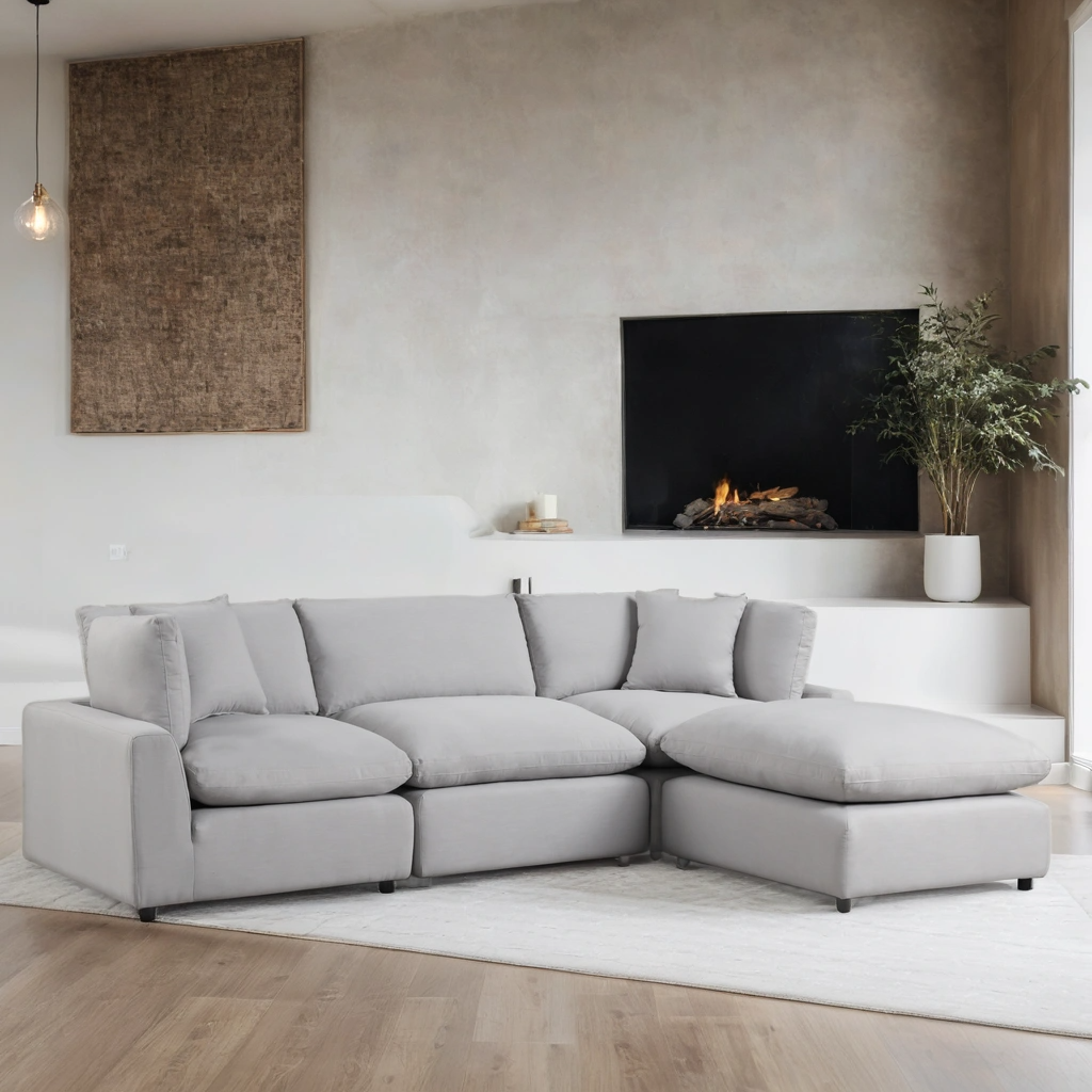 SKY Gray Linen Modular Sectional - Pay On Delivery $890.00