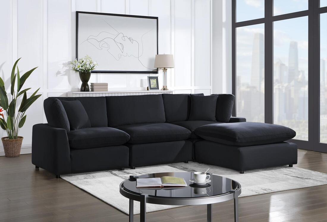 SKY Black Velvet Modular Sectional - Pay On Delivery $890.00