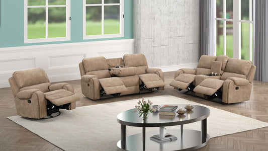 Titan1001-Latte OVERSIZED 3pc Reclining Se