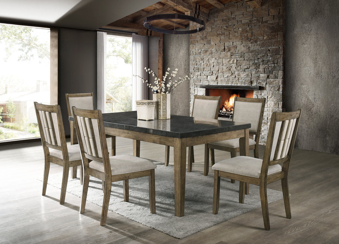 Melstone - (GENUINE MARBLE) Table & 6-Chairs - Pay On Delivery $1,010.00