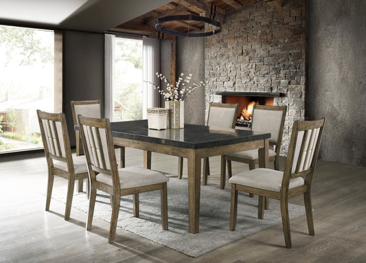 Melstone - (GENUINE MARBLE) Table & 6-Chairs - Pay On Delivery $1,010.00