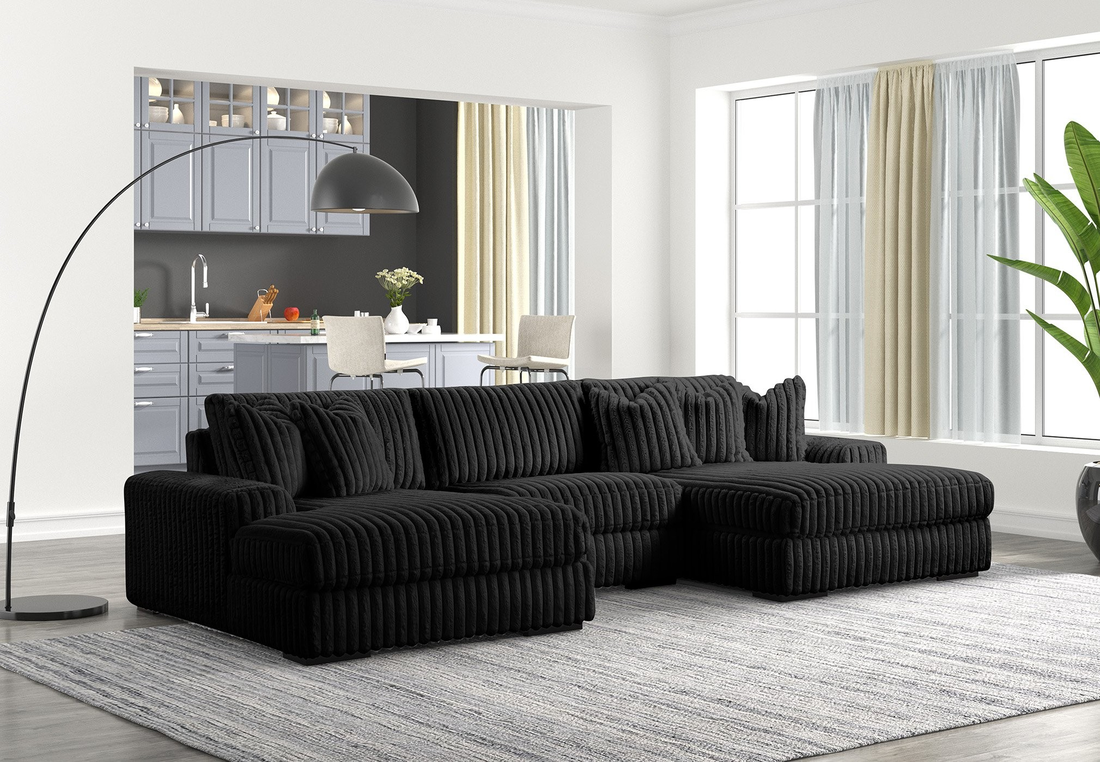 XL SUNDAY2 - BLACK 3PC Sectional - Pay On Delivery $1,420.00