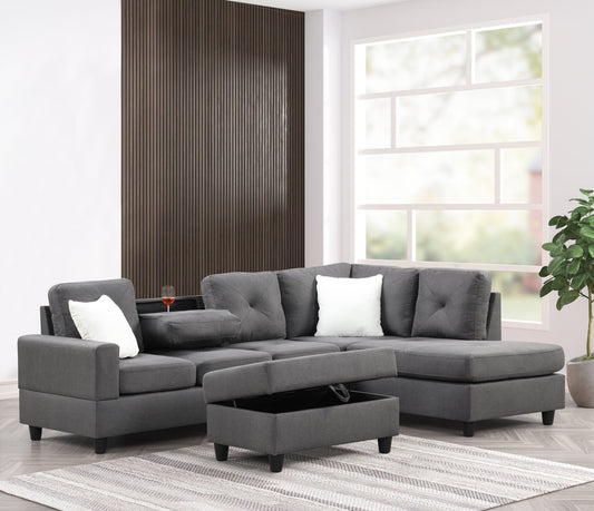 Rocket Charcoal Reversible Sectional - Pay On Delivery $590.00
